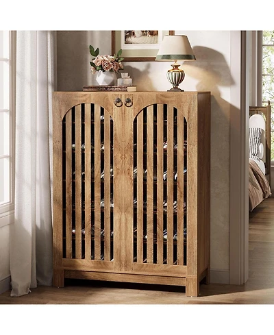 Tribesigns Shoe Cabinet with Airy Doors, 6-Tier Entryway Shoe Storage Rack Organizer with Adjustable Shelves