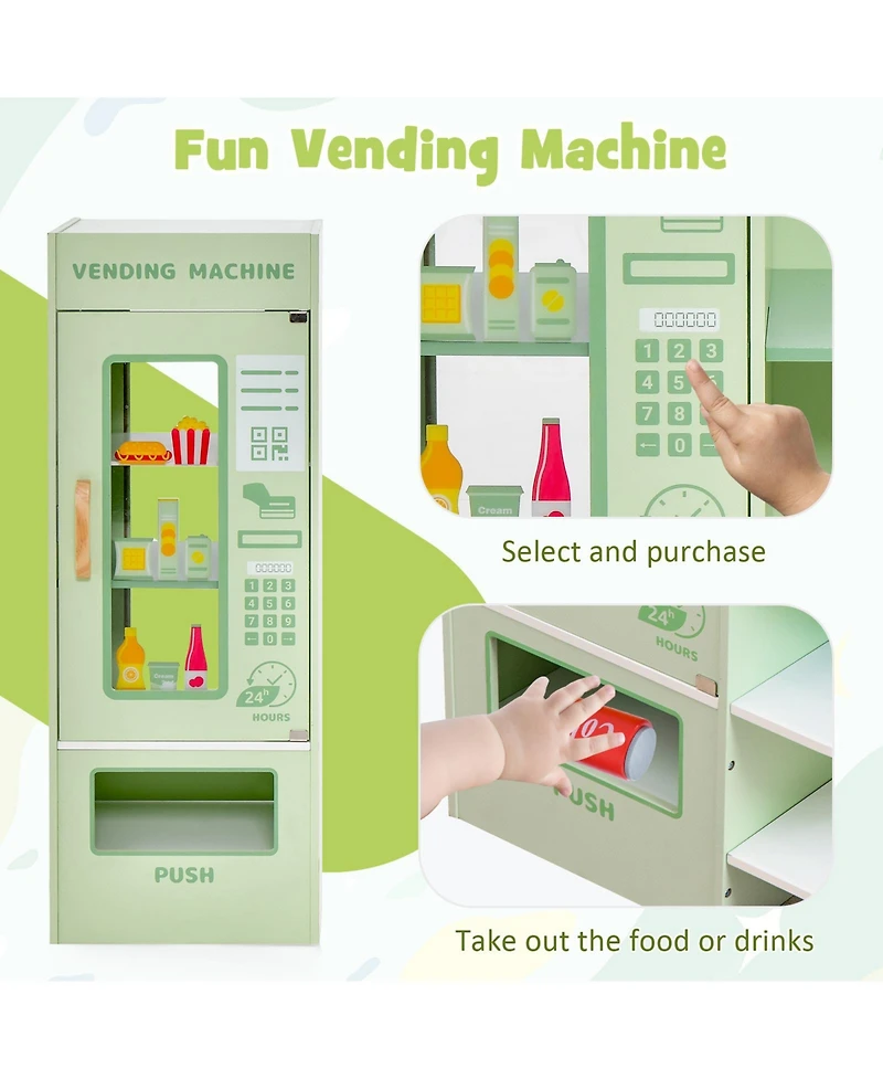 Skonyon Kids Wooden Supermarket Play Toy Set with Checkout Counter