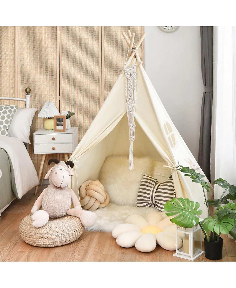 Foldable Kids Canvas Teepee Play Tent