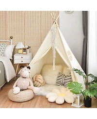 Foldable Kids Canvas Teepee Play Tent