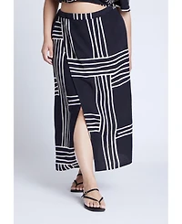 Eloquii Women's Wrapover Printed Skirt