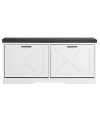 Slickblue 1-Pc Wooden Shoe Rack Bench – Padded Seat & Flip Drawer Storage Organizer