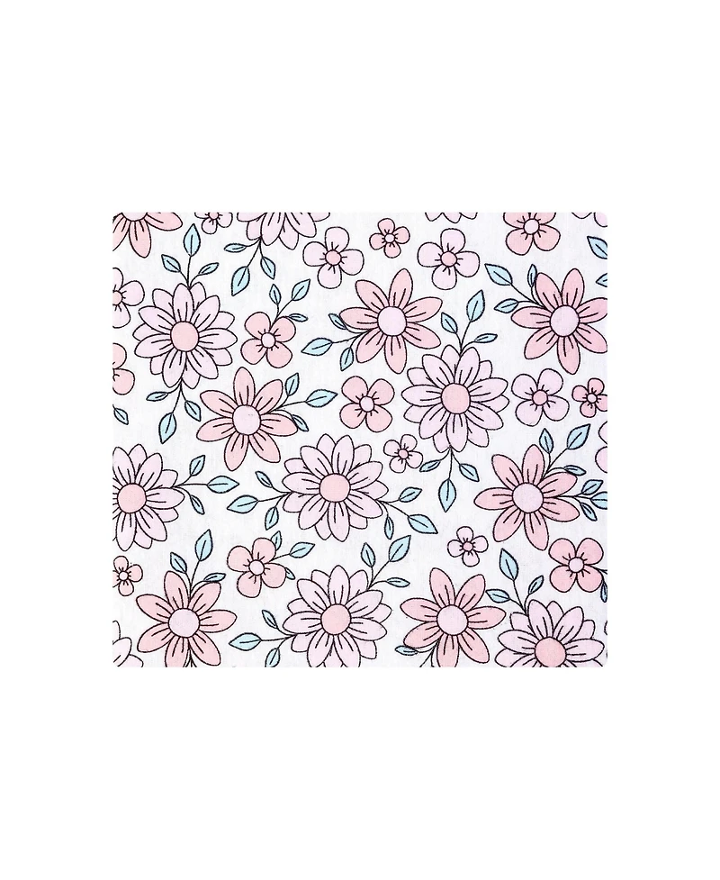 Hudson Baby Infant Girls Cotton Flannel Receiving Blankets 7-Pack Bundle, Pink Mint Floral, One Size