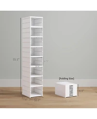 Homcom 8 Pack Foldable Shoe Boxes Stackable Shoe Organizer Fit Size 10