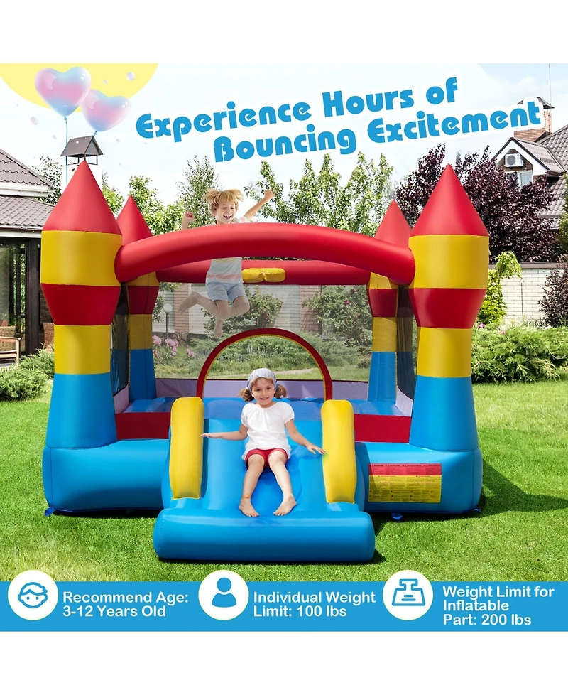 Sugift 3-in-1 Kids Bouncer with Slide with 520W Blower for Yard