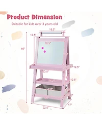 3-in-1 Double-Sided Storage Art Easel-Pink