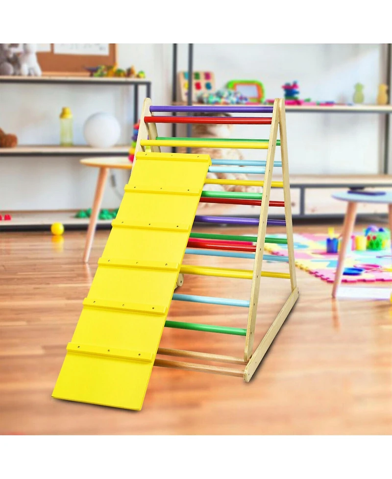 Sugift Foldable Wooden Climbing Triangle Indoor Home Climber Ladder