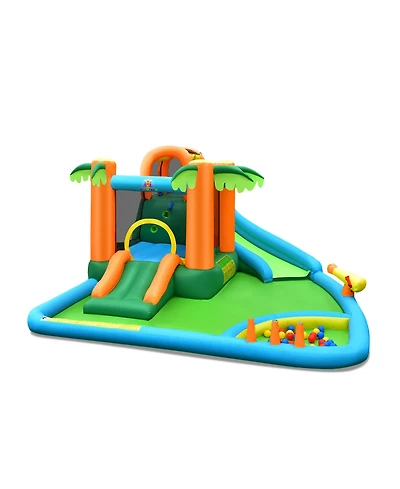 Sugift Inflatable Water Slide Park with Upgraded Handrail, Outdoor Play Structure without Blower