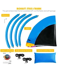 Sugift Saucer Tree Outdoor Round Platform Swing with Pillow and Handle-Multicolor