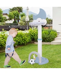 Sugift 4-In-1 Kids Basketball Hoop with Moon-shaped Electronic Scoreboard and Play Set