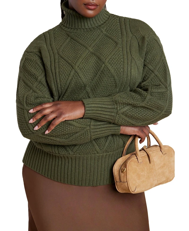 Eloquii Women's Plus Chevron Intarsia Sweater