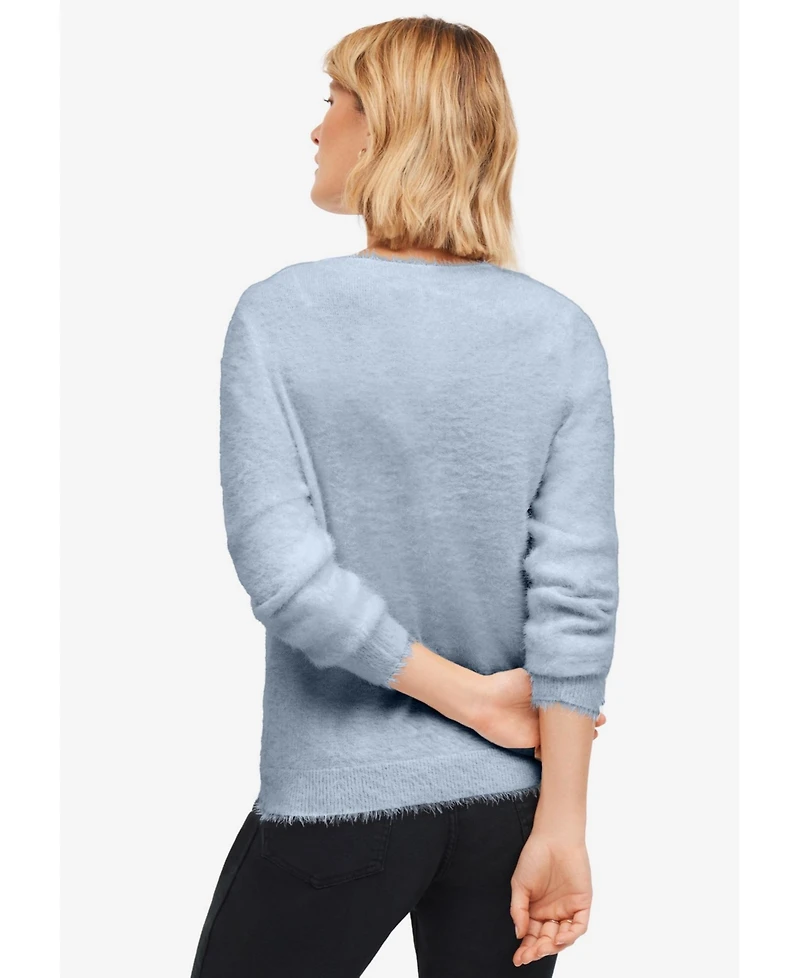 ellos Women's Embellished Eyelash Pullover Sweater