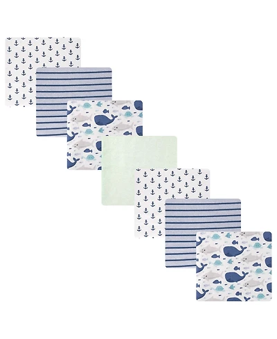 Hudson Baby Cotton Flannel Receiving Blankets 7-Pack Bundle, Sea Friends , One Size