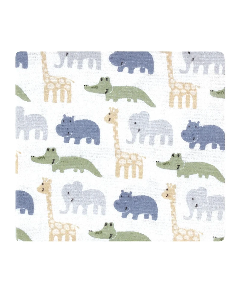 Hudson Baby Cotton Flannel Receiving Blankets 7-Pack Bundle, Wild Leaf Safari , One Size