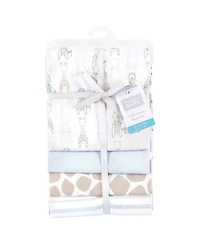 Hudson Baby Cotton Flannel Receiving Blankets 4-Pack, Modern Safari Friends