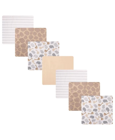 Hudson Baby Cotton Flannel Receiving Blankets 7-Pack Bundle, Safari Friends , One Size