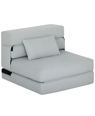 Homcom Folding Sofa Bed, Sleeper Chair with Pillow, Light
