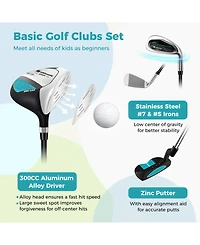 Sugift Junior Complete Golf Club Set for Kids with Rain Hood Right Hand Children Golf Age 8-10 Years Old-Blue