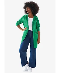 ellos Women's French Terry Zip-Front Hoodie With Zip Pockets