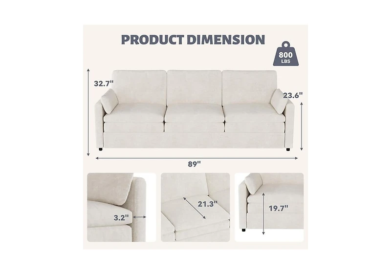 Aecojoy 89" Sofa Couch for Living Room