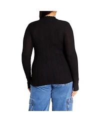 City Chic Women's Crinkle Knit Sweater