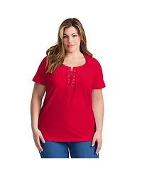 Avenue Women's Plus Lacing Detail Tunic Tee