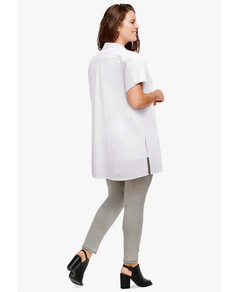 ellos Women's Linen-Blend Button Front Tunic