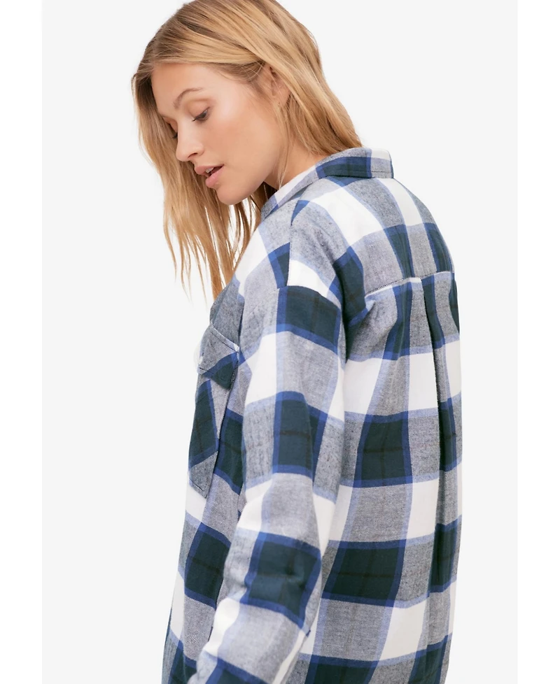ellos Women's Plaid Button-Front Flannel Tunic