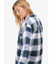 ellos Women's Plaid Button-Front Flannel Tunic
