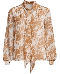 Lands' End Women's Chiffon Removable Tie Neck Blouse