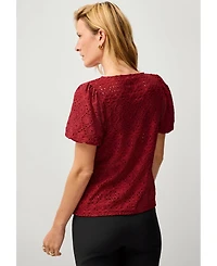 ellos Women's Short Puff Sleeve Lace Tee