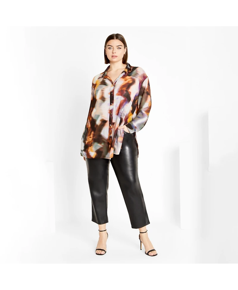 City Chic Women's Sheer Lover Print Shirt