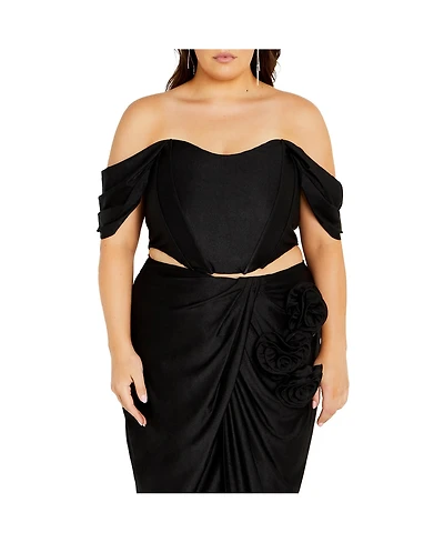 City Chic Women's Fleur Off Shoulder Fitted Corset