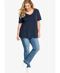 ellos Women's V-Neck A-Line Tunic