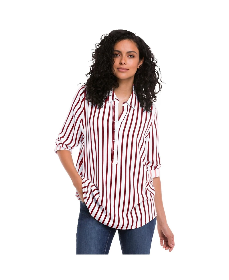 ellos Women's Button Placket Popover Tunic