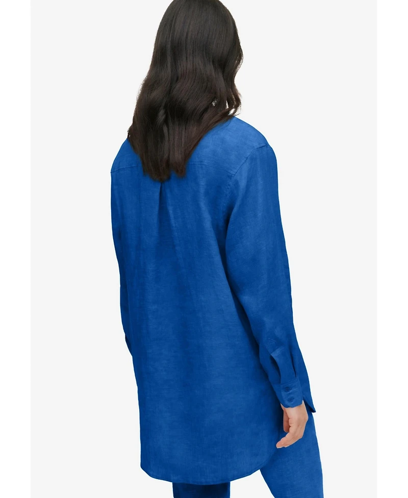 ellos Women's Oversized Linen-Blend Boyfriend Shirt