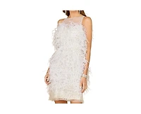 Lara Women's Bridal Cocktail Dress with Feathers