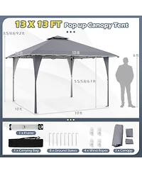 13 X Ft Pop up Gazebo Outdoor Canopy Tent with Portable Carrying Bag 8 Stakes