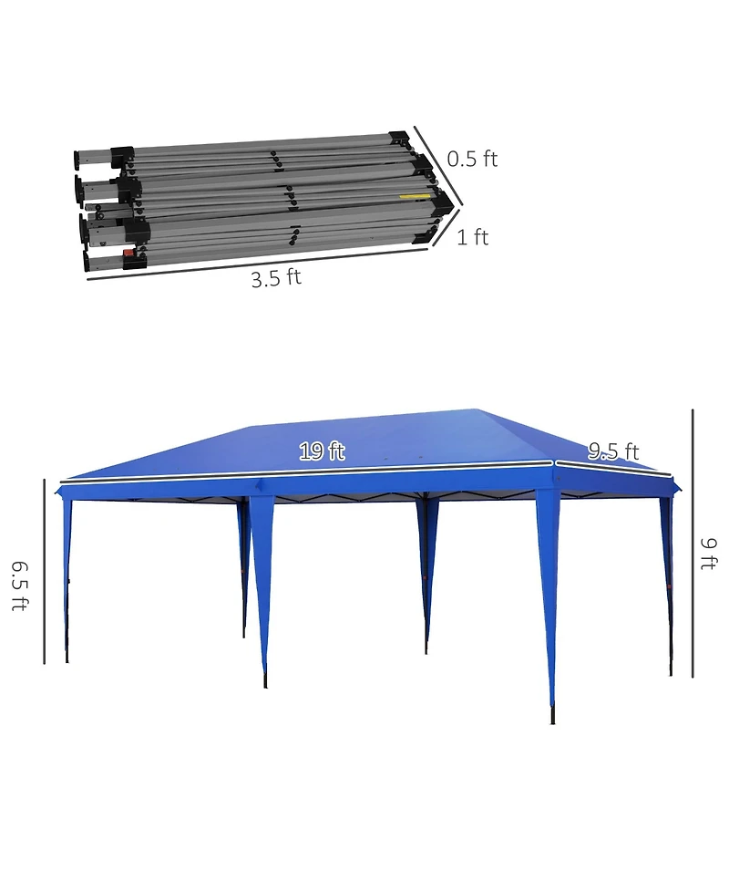 Outsunny 10' x 20' Pop Up Canopy Tent, Outdoor Gazebo & Carry Bag,