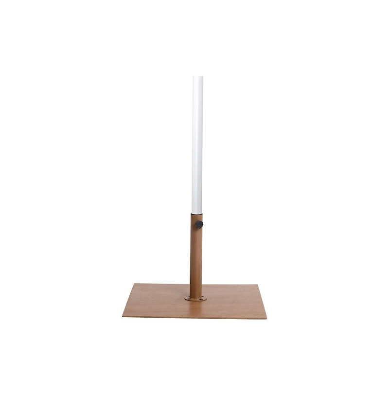 Meridian Furniture Amalfi Navy/Teak Metal Patio Umbrella Set with Cream Piping, Includes Base – Stylish Outdoor Shade Solution