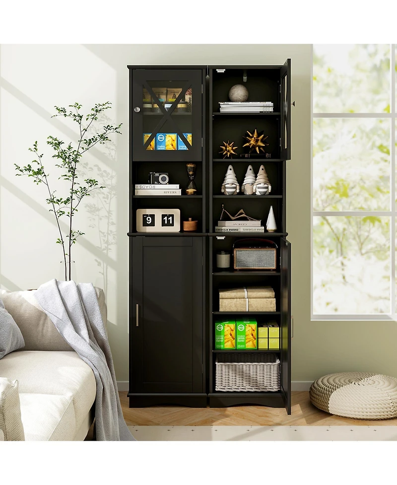 Tall Freestanding Bathroom Storage Cabinet with 5 Adjustable Shelves
