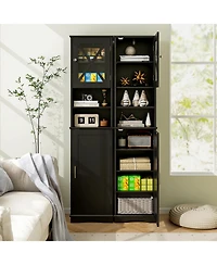 Tall Freestanding Bathroom Storage Cabinet with 5 Adjustable Shelves