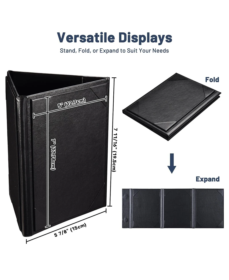 Yescom 5"x7" Triangle Table Tent Menu Holders 3 Side Pu leather Drink Dessert for Restaurant Bar 5 Pack