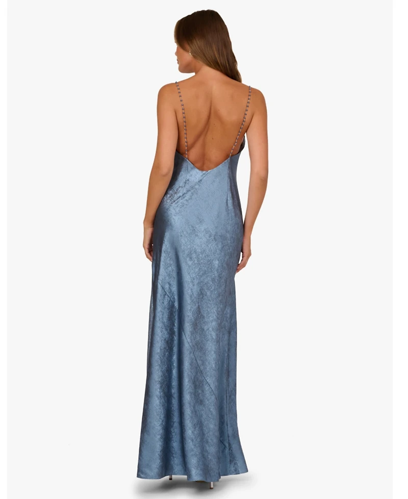 Adrianna Women's Cowl Neck Foiled Long Dress