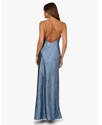 Adrianna Women's Cowl Neck Foiled Long Dress