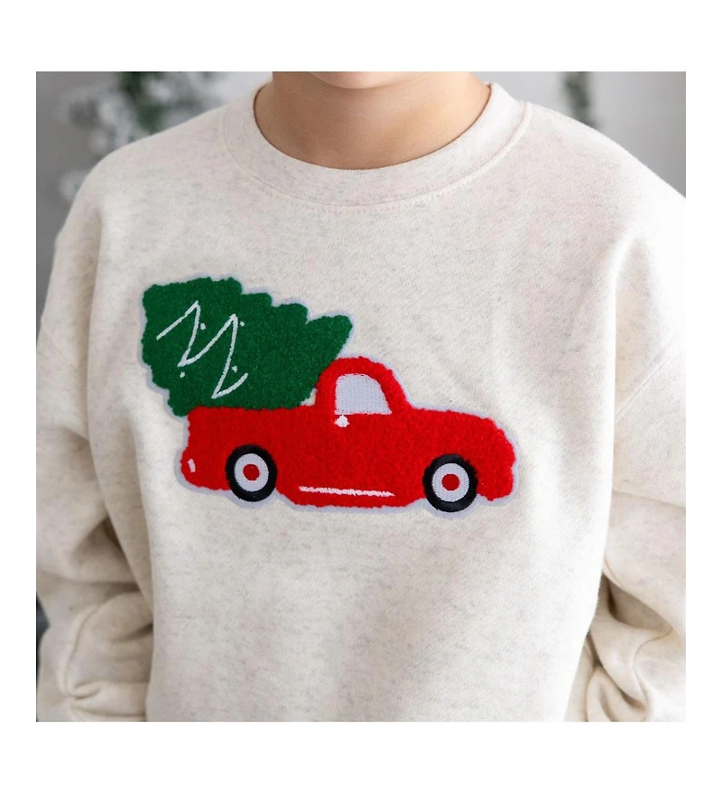 Sweet Wink Baby Boys Christmas Truck Patch Sweatshirt