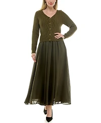 Taylor Women's Sleeveless Midi Dress with Cardigan Set