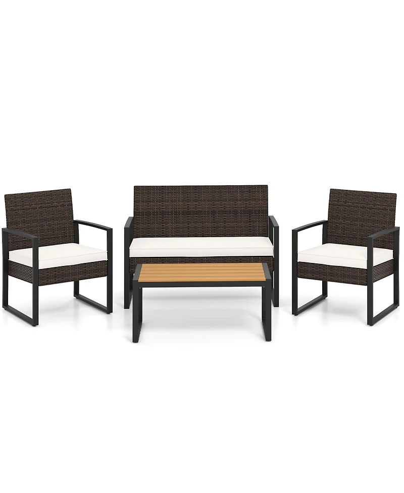 Slickblue 4 Piece Patio Furniture Set Outdoor Rattan Conversation Set