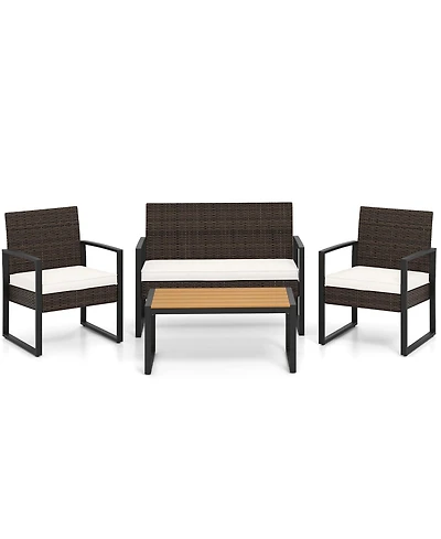 Slickblue 4 Piece Patio Furniture Set Outdoor Rattan Conversation Set