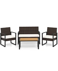 Slickblue 4 Piece Patio Furniture Set Outdoor Rattan Conversation Set